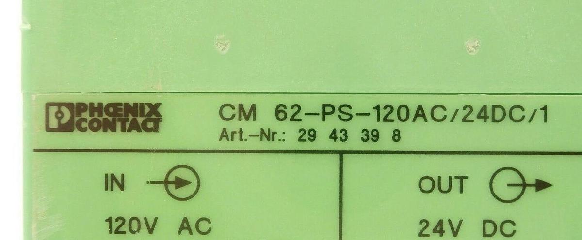 Used Phoenix Contact 2943398 DIN Power Supply CM 62-PS-120AC/24DC/1 Lot of 2 Working