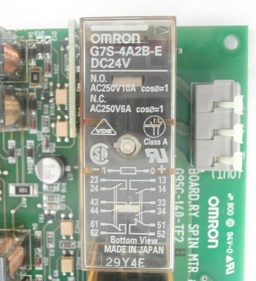 Used Omron G9SC-140-TE2 Relay Board PCB RY SPIN MTR #02 TEL Lithius Working Surplus