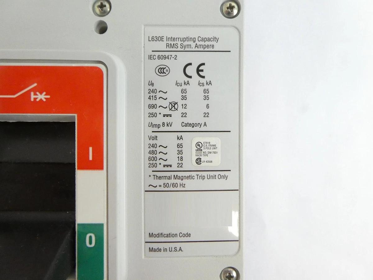 Used Eaton LGE3630NN 3-Pole Industrial Circuit Breaker Assembly L630E Working Surplus