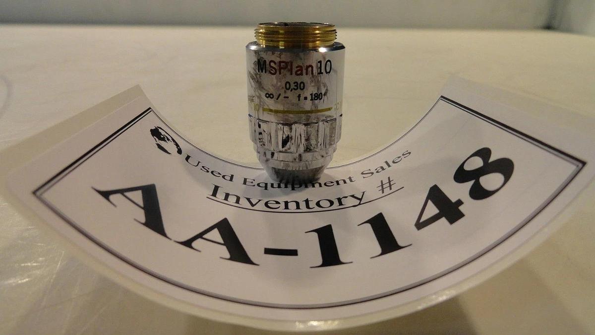 Used Olympus MSPlan 10 Microscope Objective 0.30 ∞/- f=180 IC 10 Used Working