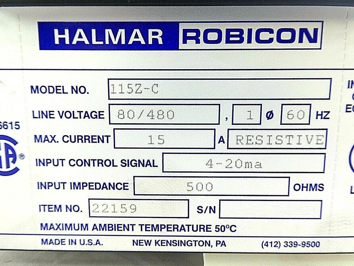 Used Halmar Robicon 22159 SSR Power Control Panel 115Z-C Lot of 2 Working Surplus