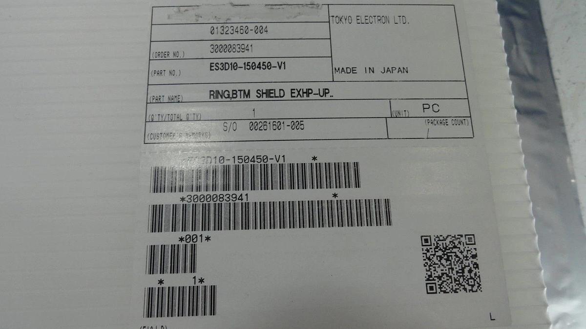 TEL Tokyo Electron 3D10-150450-V1 Ring BTM Shield EXHP-UP New Surplus