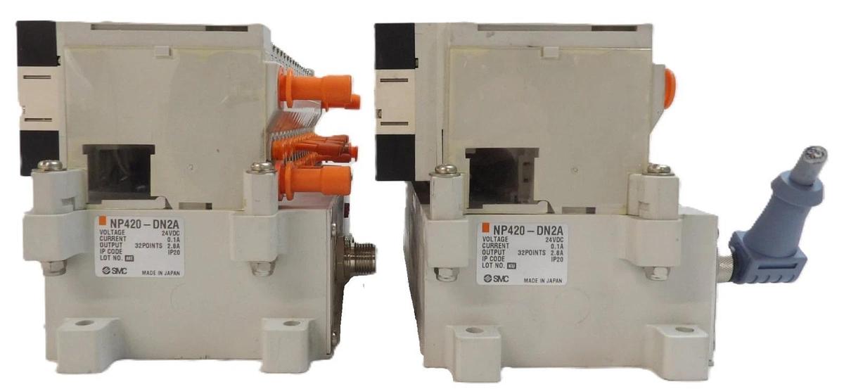 Used SMC VV5Q11-16-X1380 16-Port Pneumatic Manifold NP420-DN2A Lot of 2 Working