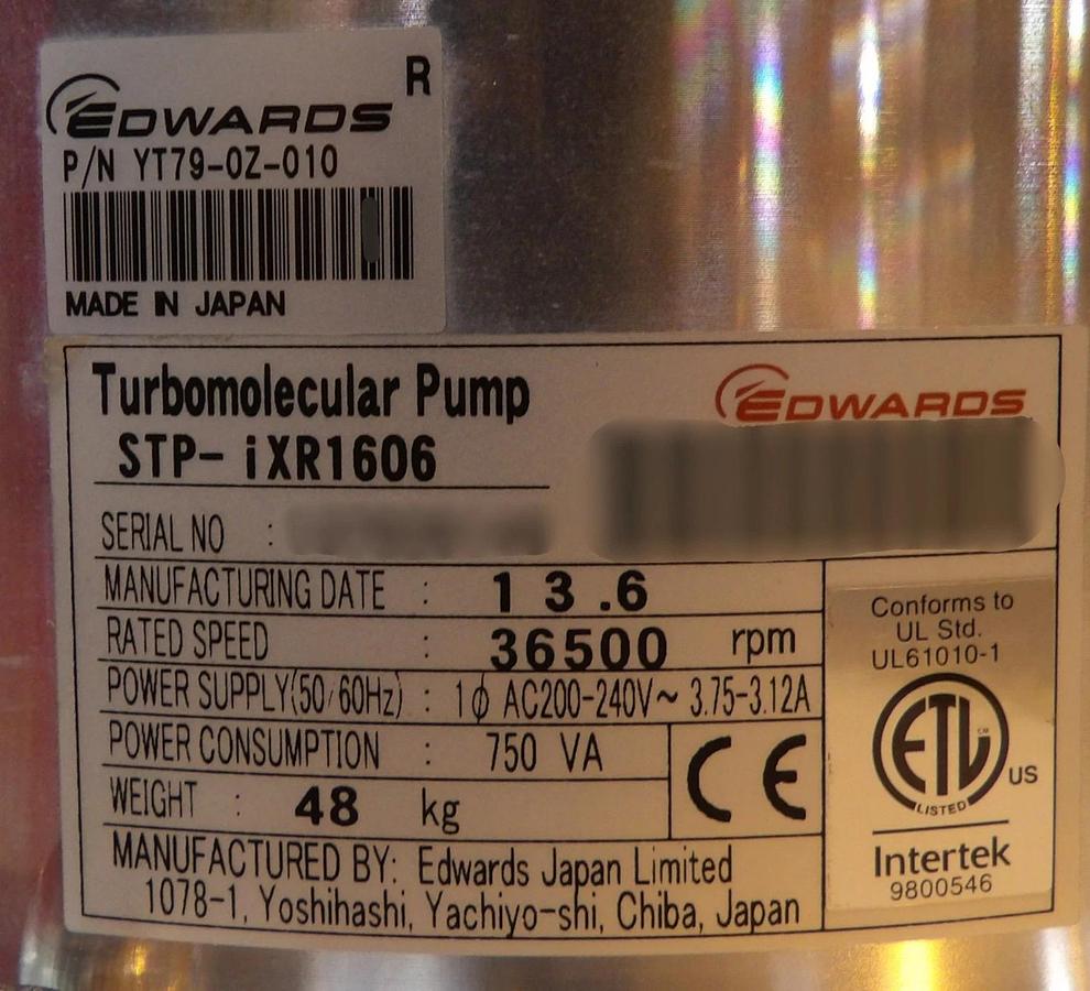Used STP-iXR1606 Edwards YT79-0Z-010 Turbomolecular Pump Turbo Spare Surplus