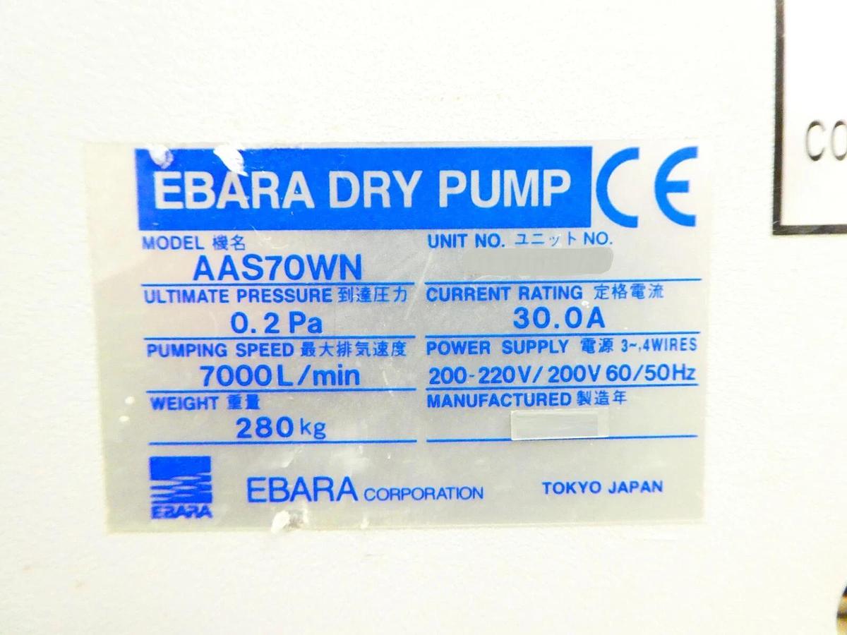 Used Ebara AAS70WN Heavy Duty Dry Vacuum Pump AAS Series Tested Not Working As-Is