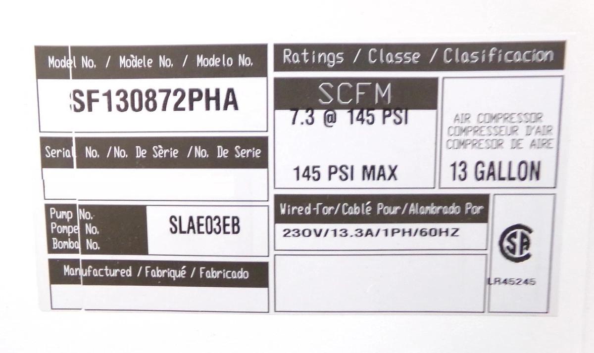 Used Powerex SF130872PHA Clean Air Compressor SLAE03EB Spectrometer Untested Spare