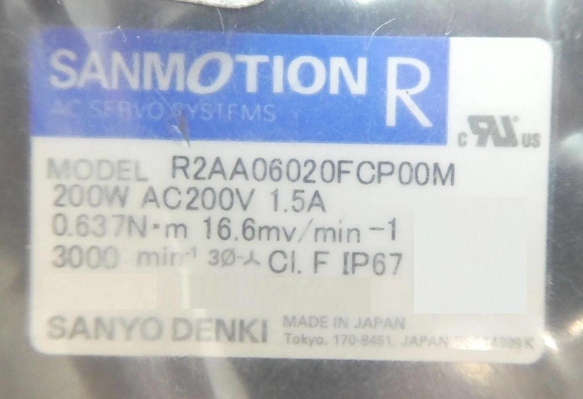 Sanyo Denki R2AA06020FP00M AC Servo Motor W/Gearhead Sanmotion R New Surplus