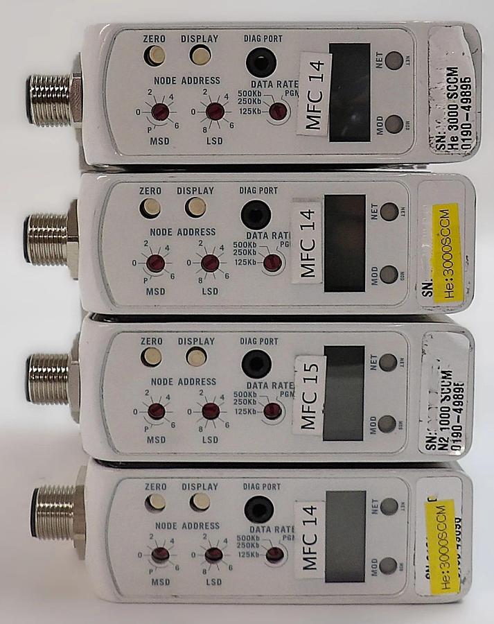 Used Brooks Instrument GF125C-105871 Mass Flow Controller MFC Lot of 4 Surplus
