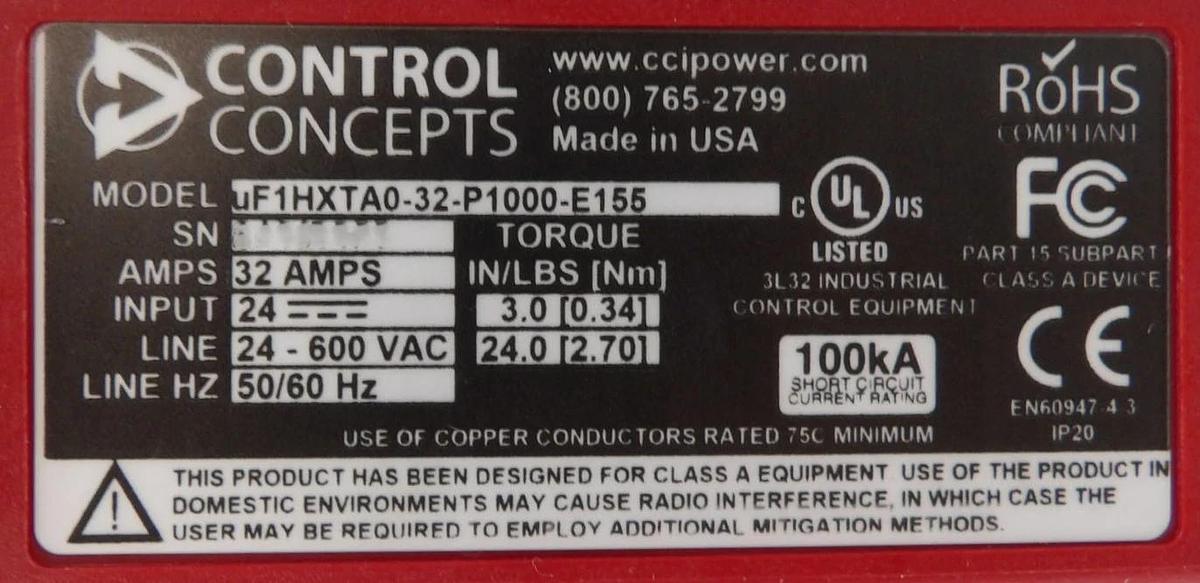 Used Control Concepts uF1HXTA0-32-P1000-E155 SCR Controller Lot of 4 Working