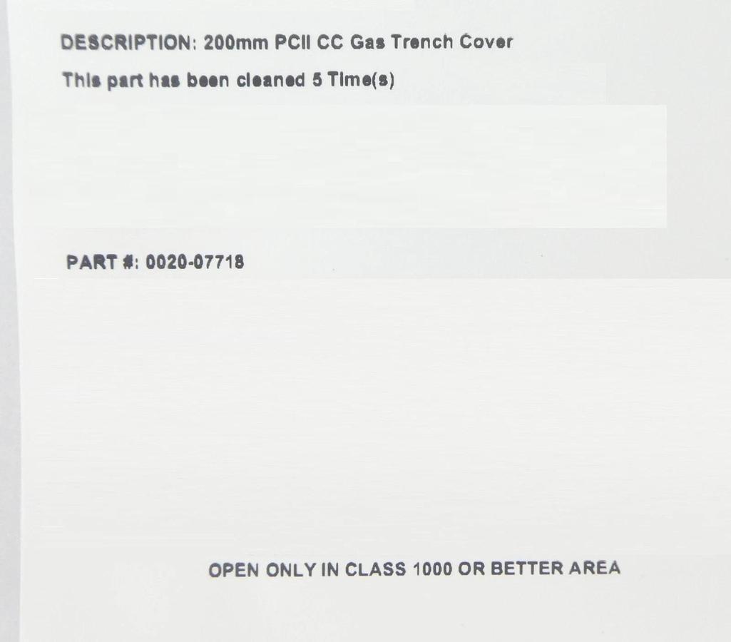 Refurbished AMAT Applied Materials 0020-07718 200mm PCII CC Gas Trench Cover Refurbished
