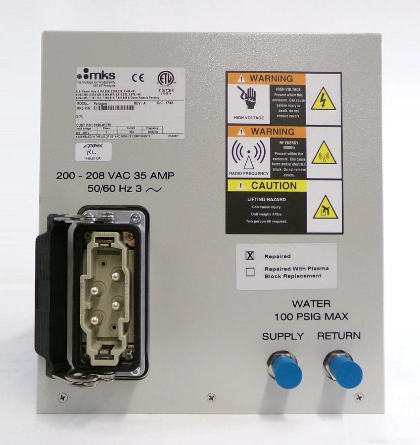 Refurbished ASTRON Paragon F* MKS AX7700MTS-03 RPS Remote Plasma Source Refurbished