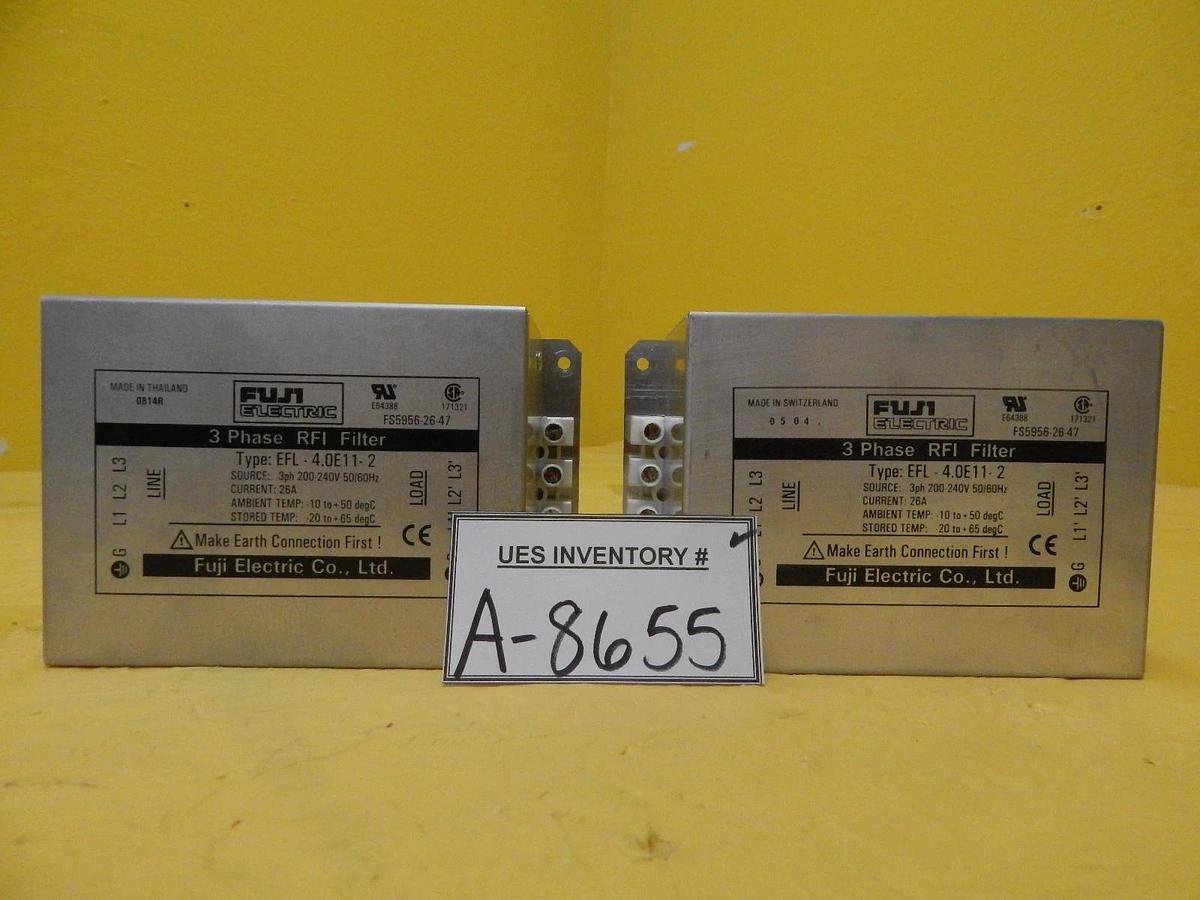 Used Fuji Electric EFL-4.0E11-2 3 Phase RFI Filter Reseller Lot of 2 Used Working