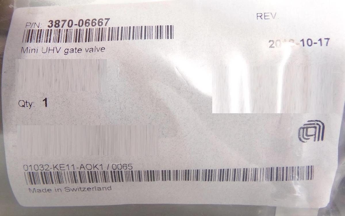 VAT 01032-KE11-AOK1 Mini UHV Gate Valve Assembly w/Purge AMAT New Surplus