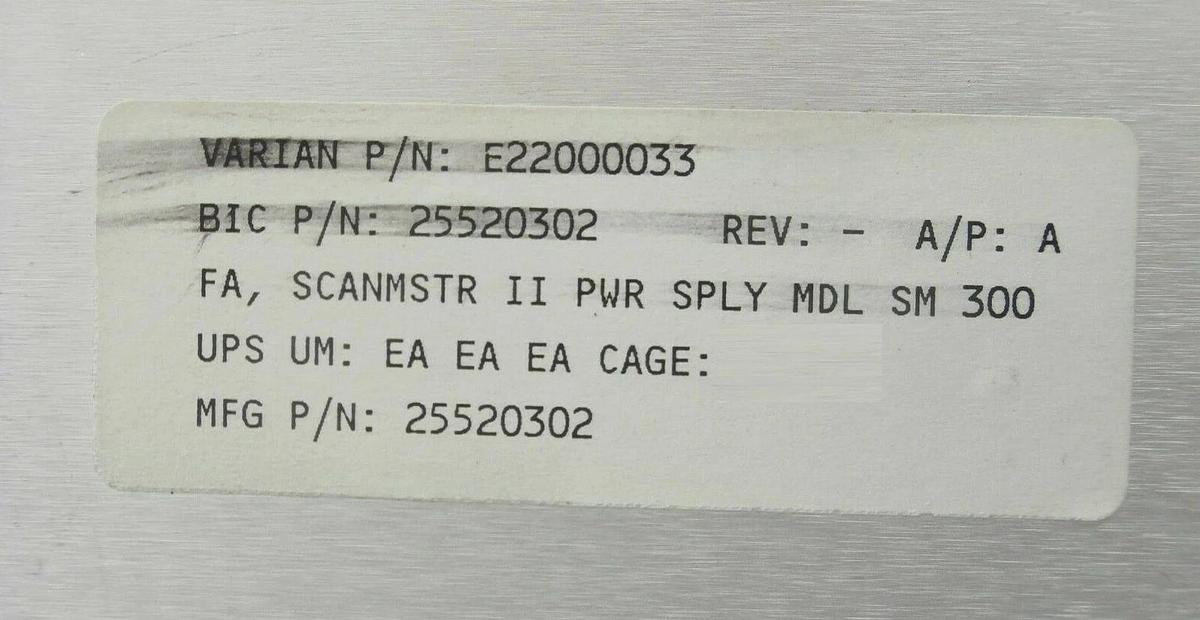 Used Brookhaven 25520302 HV DC Offset Supply SCANMASTER II Varian E22000033 Working