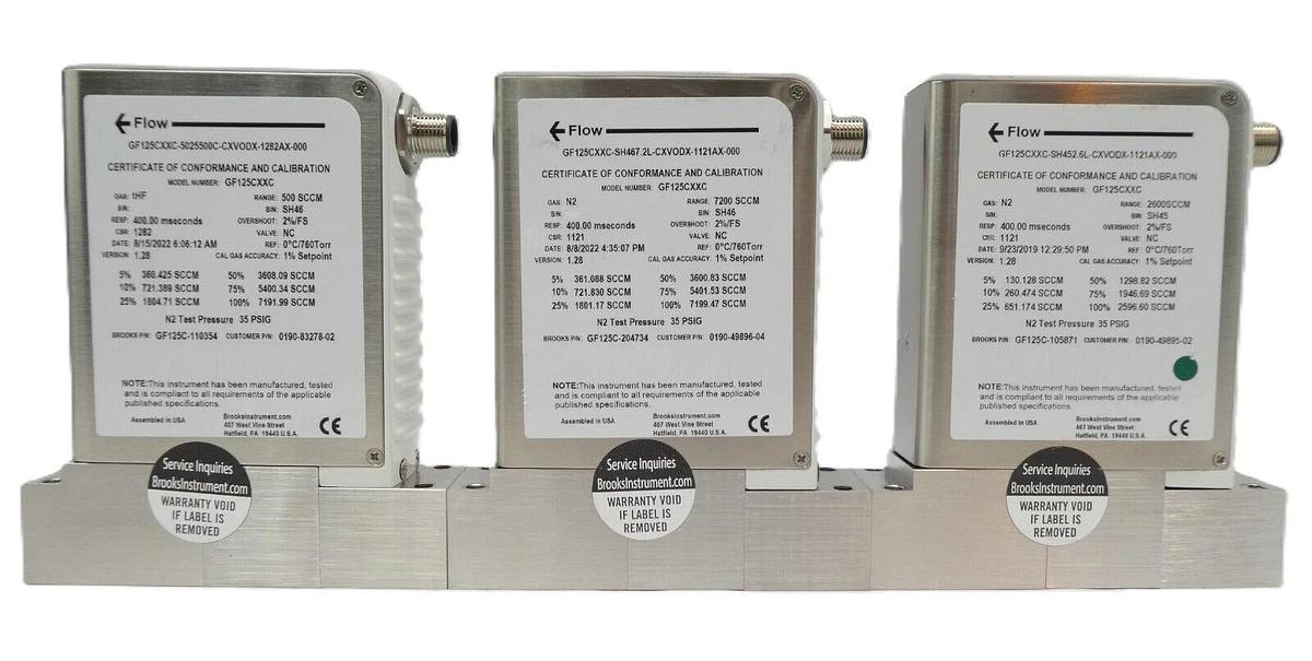 Used Brooks Instrument GF125C Mass Flow Controller MFC GF125CXXC Lot of 10 Working