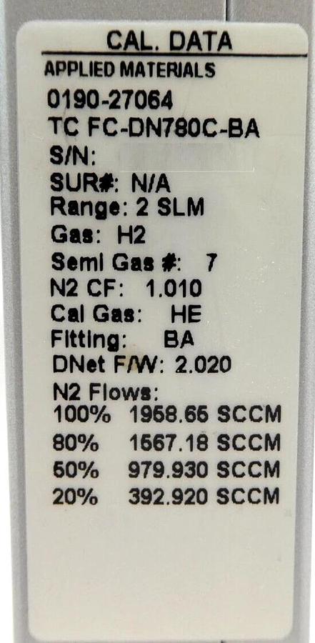 Used Aera FC-DN780C-BA Mass Flow Controller MFC Lot of 9 AMAT 0190-27064 0190-2845
