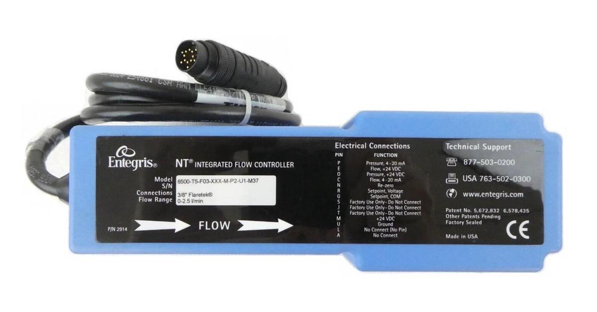 Used Entegris 6500-T5-F03-XXX-M-P2-U1-M37 NT Integrated Flow Controller Working