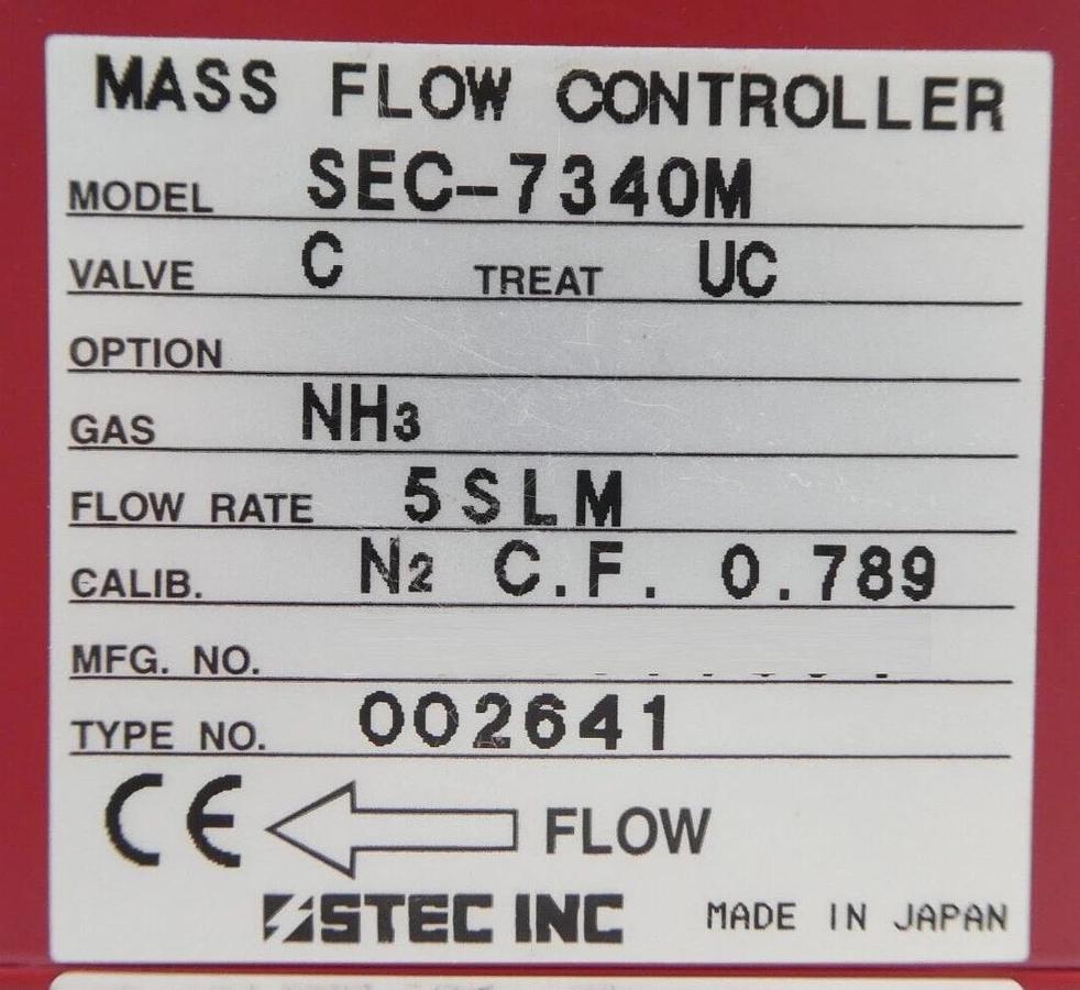 Used STEC SEC-7340M Mass Flow Controller MFC 5 SLM NH3 Reseller Lot of 5 Working