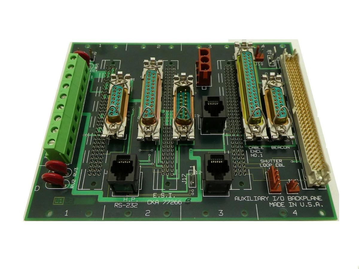 Used ESI Electro Scientific Industries CKA 77266 Auxiliary I/O Backplane PCB Working