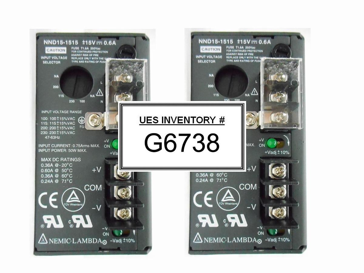 Nemic-Lambda NND15-1515 DC Power Supply Reseller Lot of 2 New Surplus