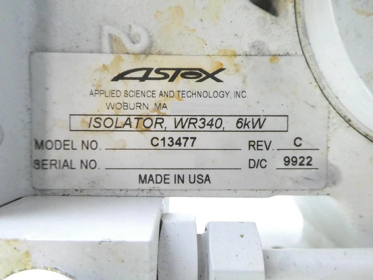 Used ASTeX C13477 Magnetron Waveguide 6kW Isolator WR340 Assembly D13604 Working