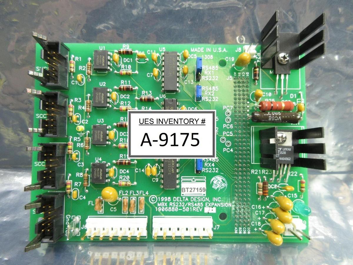 Used Delta Design 1906880-501 MBX RS232/RS485 Expansion Board PCB Rev. F Used Working