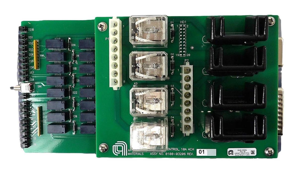 Used AMAT Applied Materials 0100-02745 Gas Heater Interlock Control PCB Working