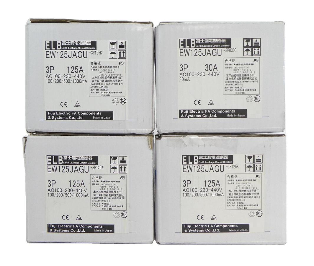 Fuji Eletric EW125JAGU 3-Pole Industrial Circuit Breaker Lot of 4 New Surplus