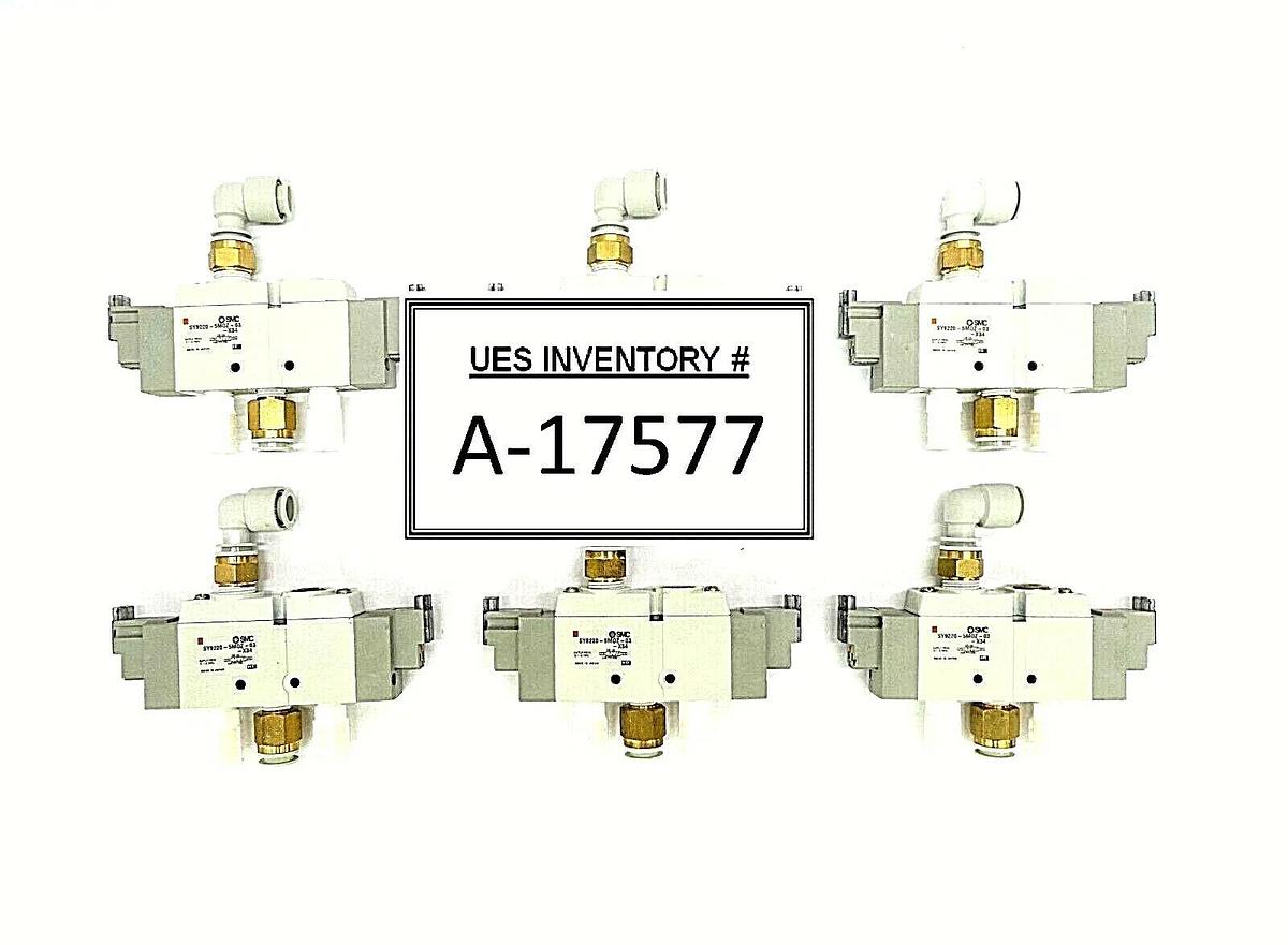 Used SMC SY9220-5MOZ-03-X34 Solenoid Valve SY9000 Lot of 6 Working Surplus