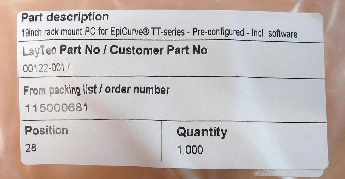 Used LayTec 00122-001 EpiCurve TT In-Situ Measurement System Control Computer New