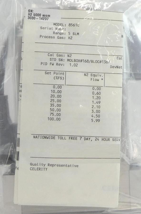 UNIT Instruments UFC-8561C Mass Flow Controller MFC 5000 SCCM H2 AMAT 3030-14237
