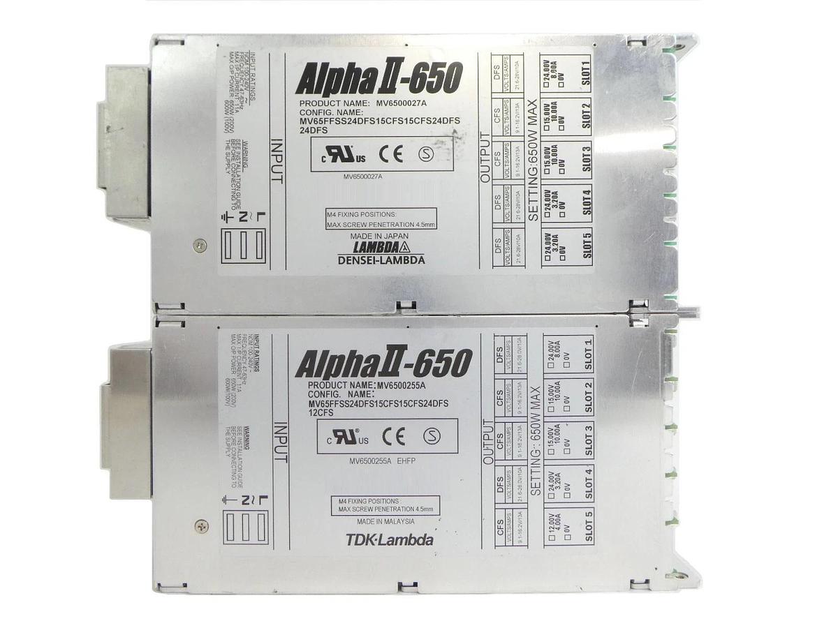 Used Lambda MV6500027A MV6500255A Power Supply Alpha II-650 Lot of 2 Working