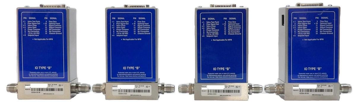 Used MKS Instruments GE50A-31531 Mass Flow Controller MFC 100 SCCM Ar Lot of 4 Workin