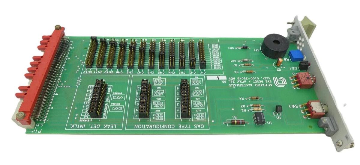 Used AMAT Applied Materials 0100-35049 System Reset/Interlock Select PCB Card Working