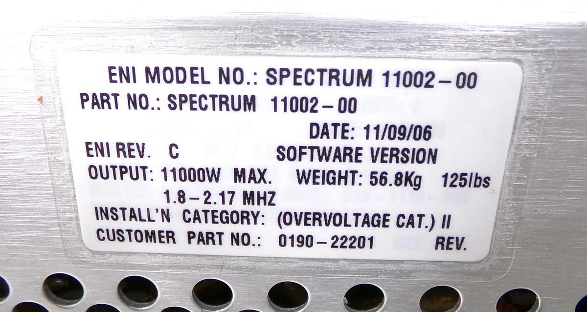 Refurbished Spectrum 11002-00 ENI Power Systems 0190-22201 RF Generator Factory Refurbished