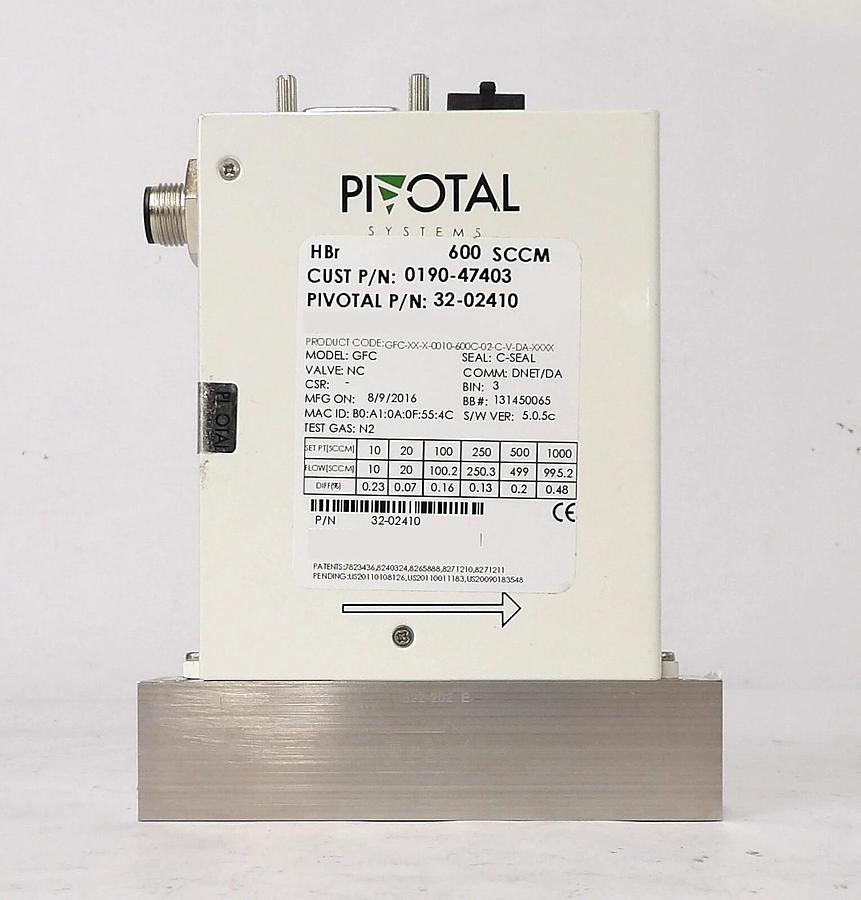 Used Pivotal Systems 32-02410 Mass Flow Controller MFC 600 SCCM HBr New Surplus