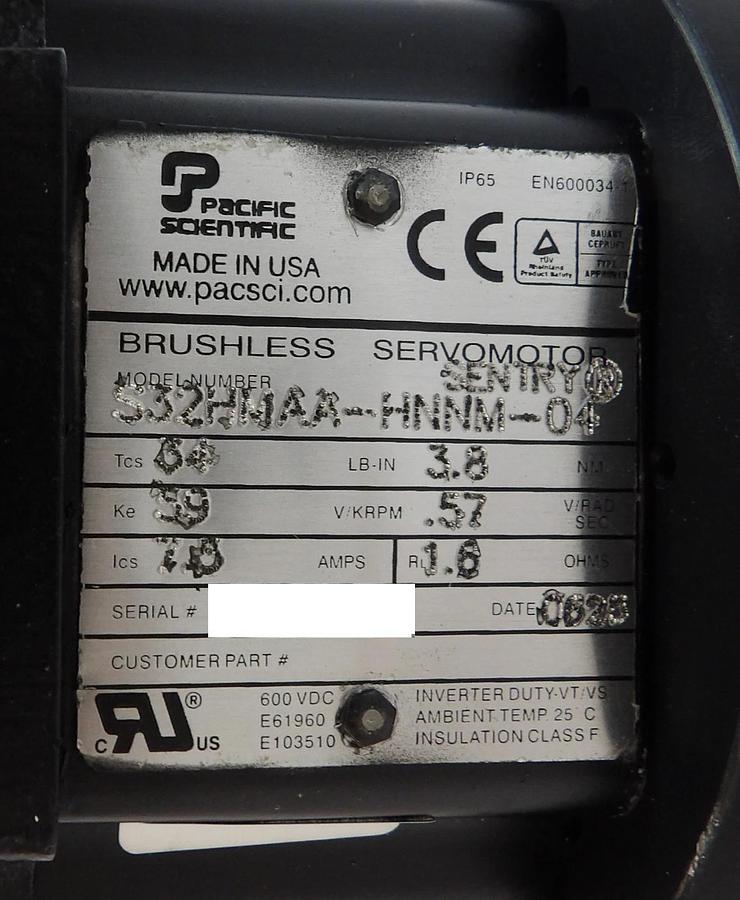 Used Pacific Scientific S32HMAA-HNNM-04 Servo Motor AMAT 1080-00010 Working Surplus