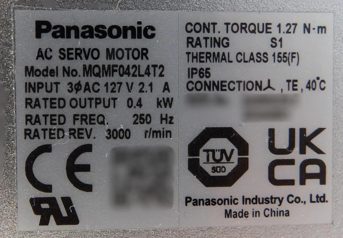 Used Panasonic MQMF042L4T2 AC Servo Motor AMAT 0190-70946 Working