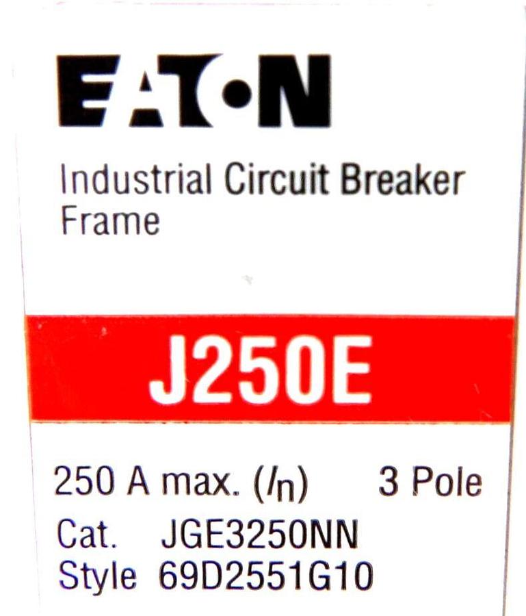 Used Eaton JGE325032G 3 Pole Circuit Breaker J250E ELJBN3250W Working Surplus