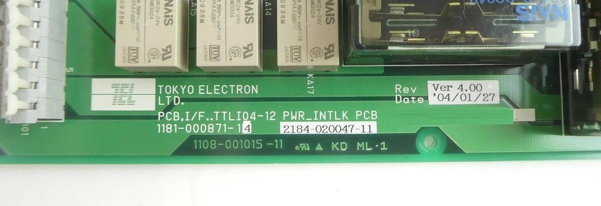Used TEL Tokyo Electron 2184-020047-11 TTLI04-12 PWR_INTLK PCB 1181-000871-14 Working