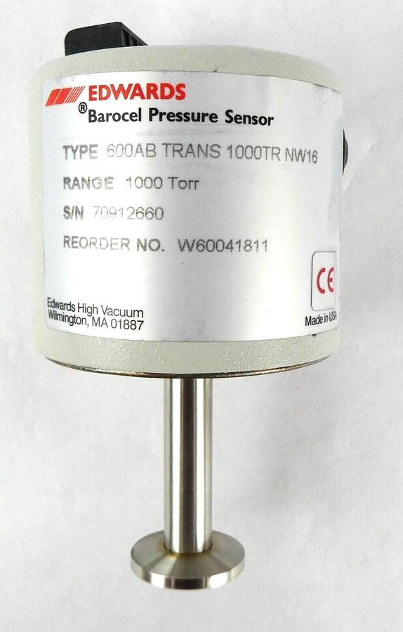 Used Edwards W60041811 Barocel Pressure Sensor 1000 Torr NW16 Lot of 2 Working