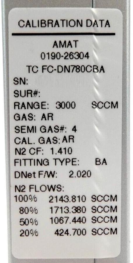 Used Aera FC-DN780C-BA Mass Flow Controller MFC Lot of 6 AMAT 0190-26304 3030-13997