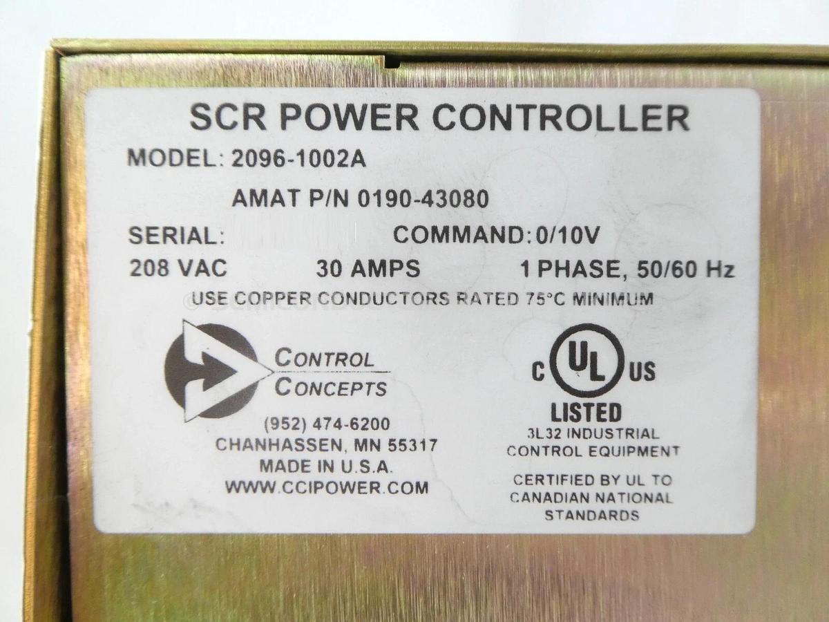 Used Control Concepts 2096-1002A SCR Controller AMAT 0190-43080 Dented Untested Spare