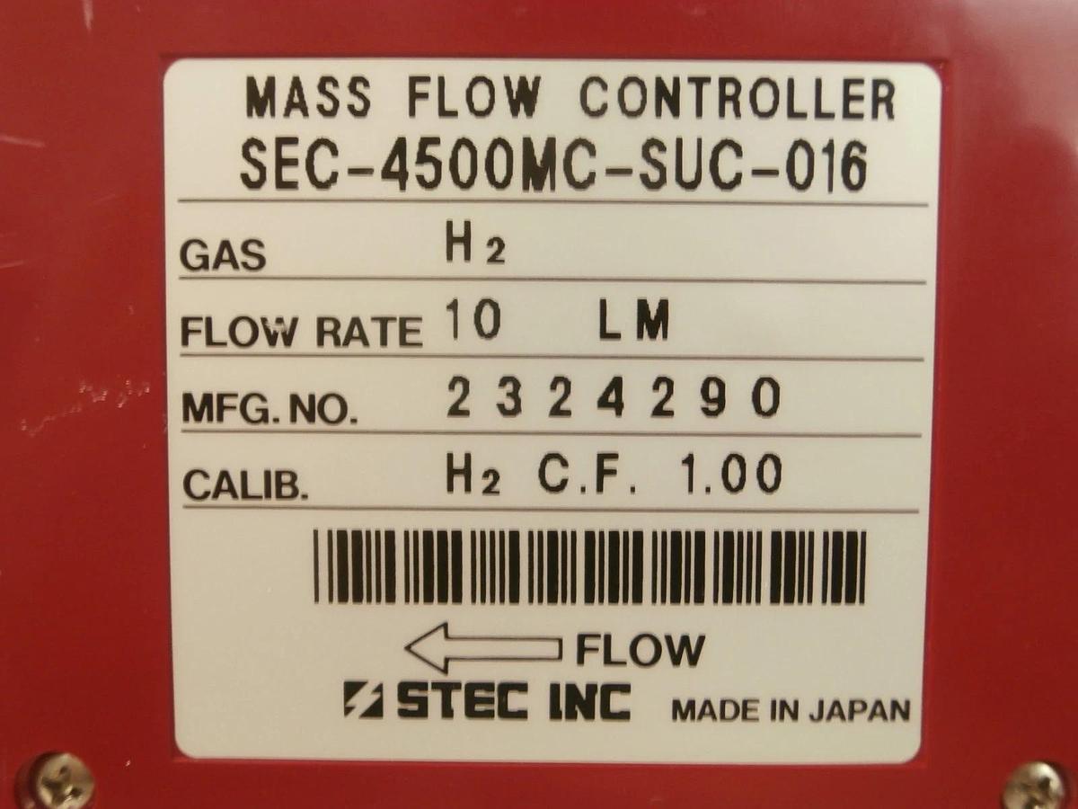 Used STEC SEC-4500MC-SUC-016 Mass Flow Controller MFC SEC-4500 10 LM H2 Used Working