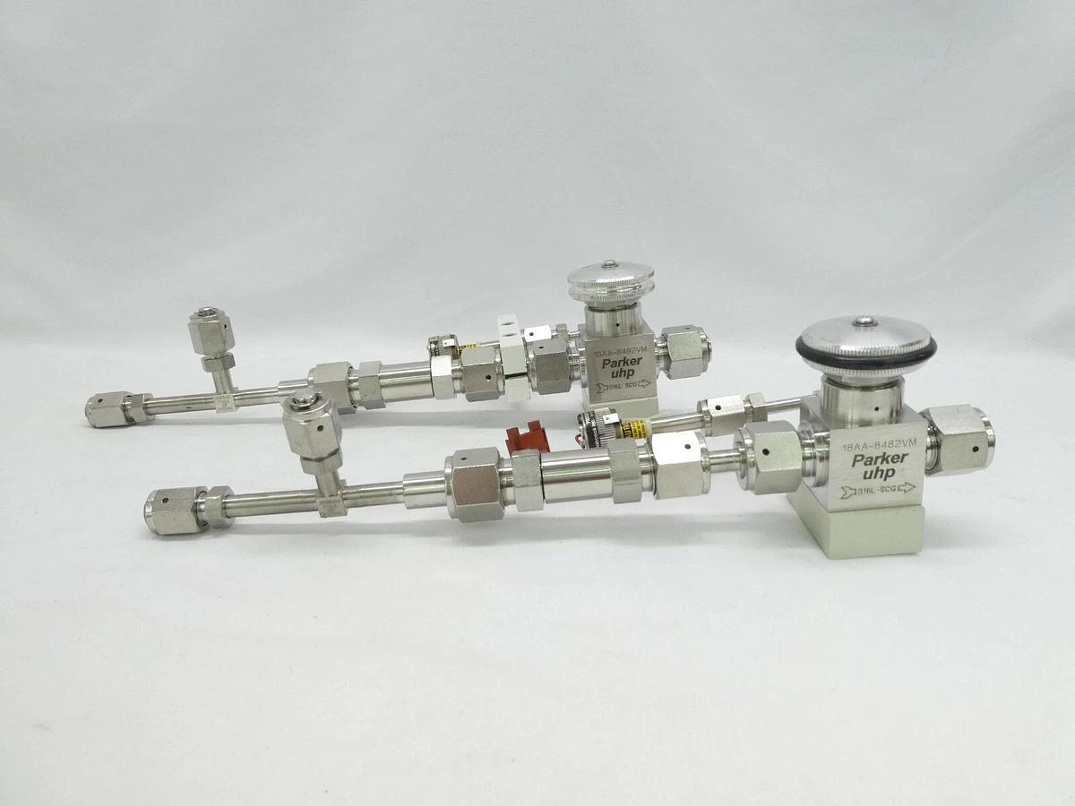 Used Parker 18AA-8482VM Manual Valve Assembly Bristol Babcock 506008-649 Lot of 2