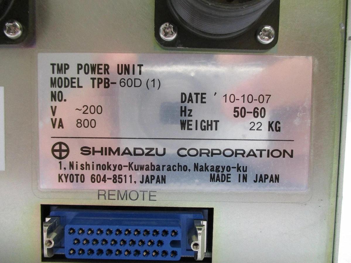 Used TMP Shimadzu TPB-60D (1) Turbomolecular Pump Controller Power Unit Turbo Working