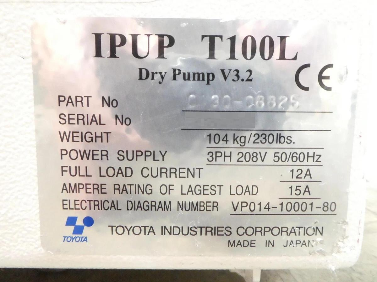 Used IPUP T100L Toyota 0190-08825 Dry Pump AMAT Applied Materials Tested For Rebuild