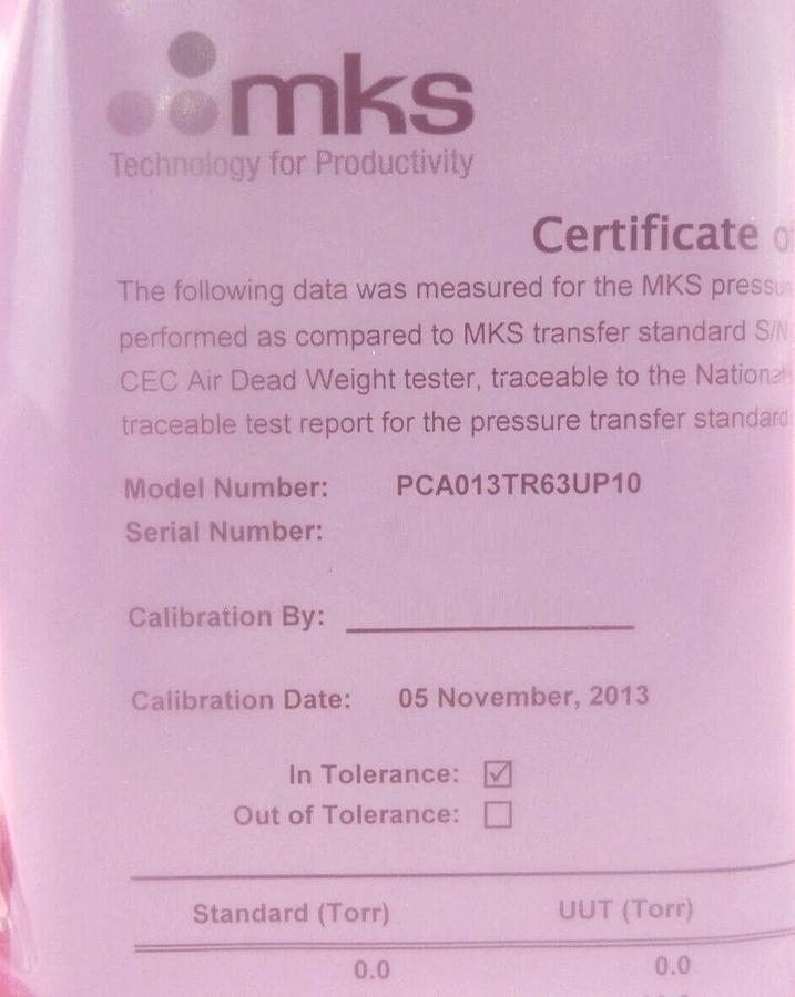 MKS Instruments PCA013TR63UP10 Pressure Controller πPC PC90 New Surplus