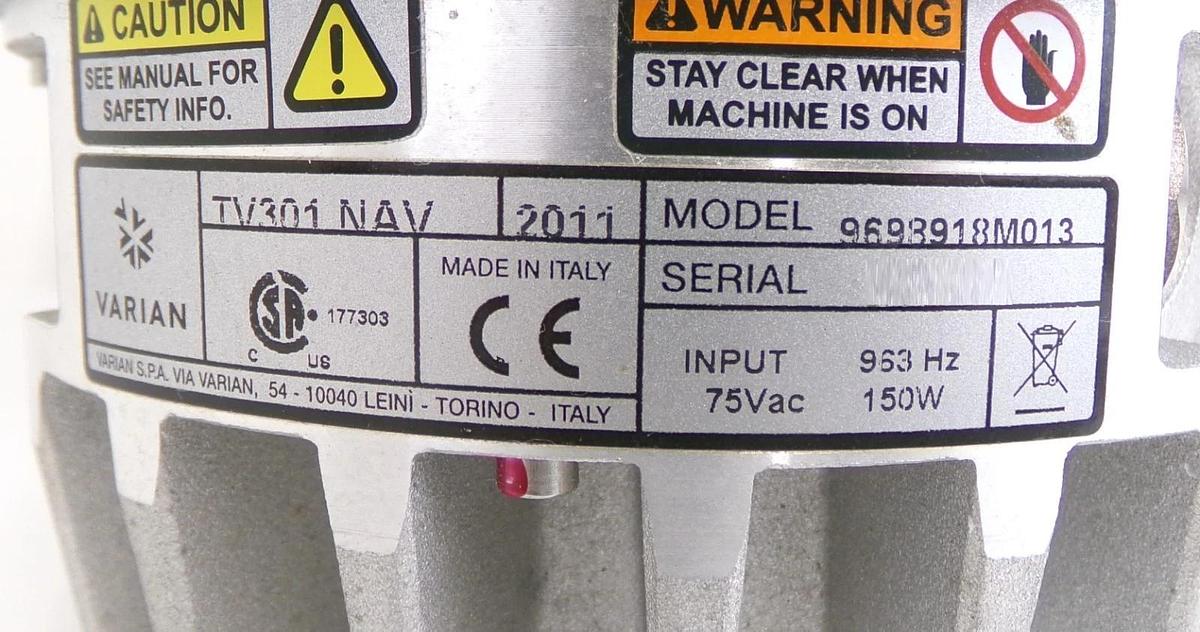 Used TV-301 Varian 9698918M013 Turbomolecular Pump Turbo-V 301 Navigator Working