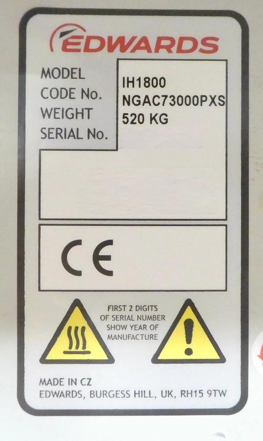 Refurbished iH 1800 NGAC73000PXS Edwards Harsh Vacuum Dry Pump IH1800 OEM Refurbished